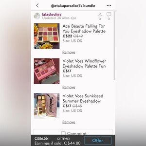 Reserved: Ace Beaute & Violet Voss Eyeshadow Bundle Warm Pink, Purple, Gold BNIB